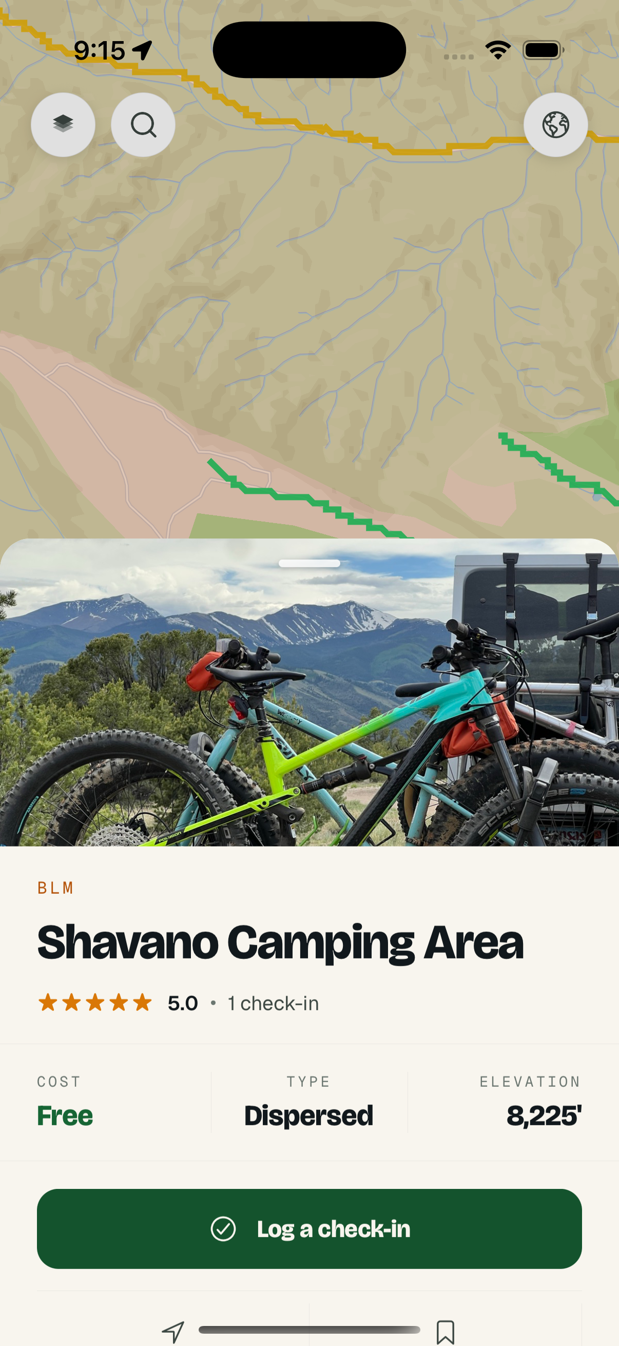 Campground detail with check-in