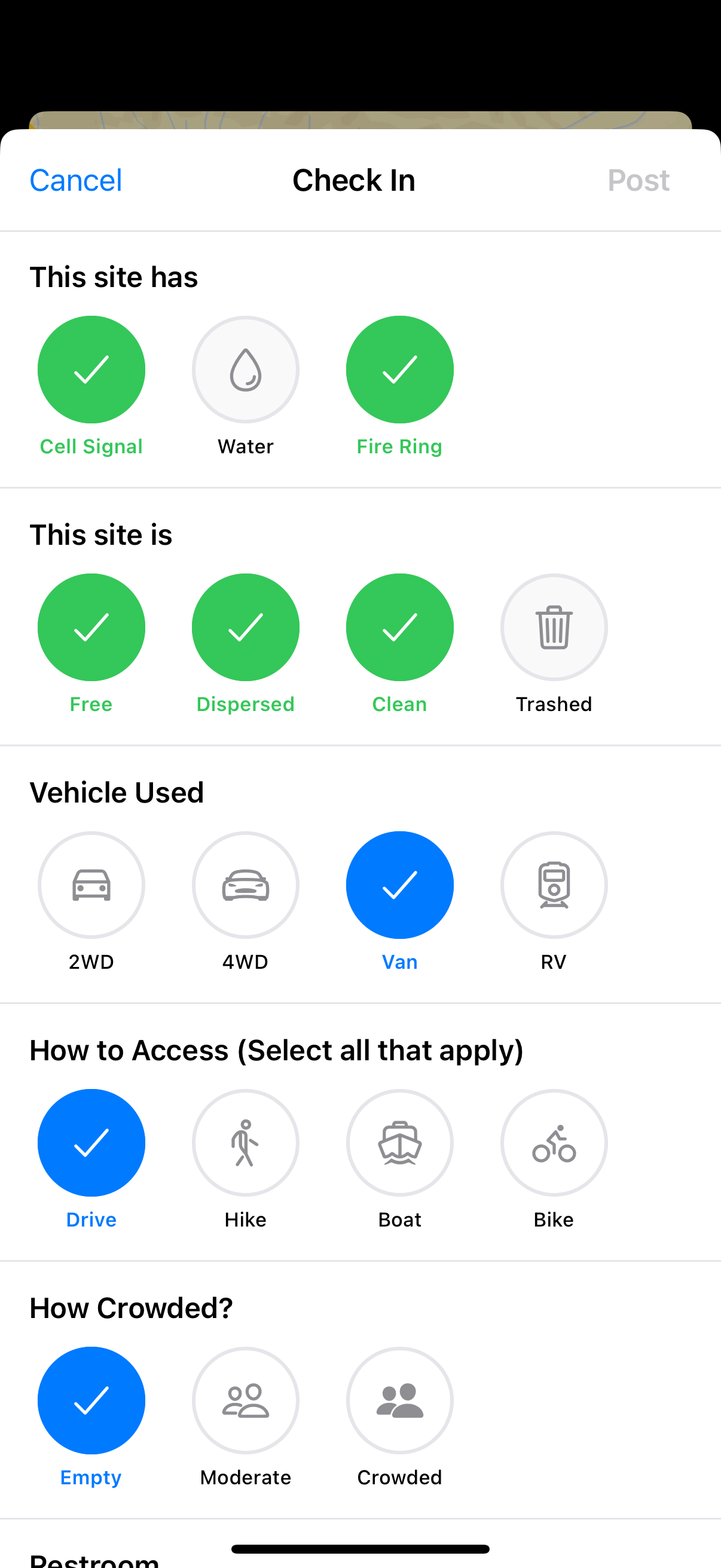 Check-in form