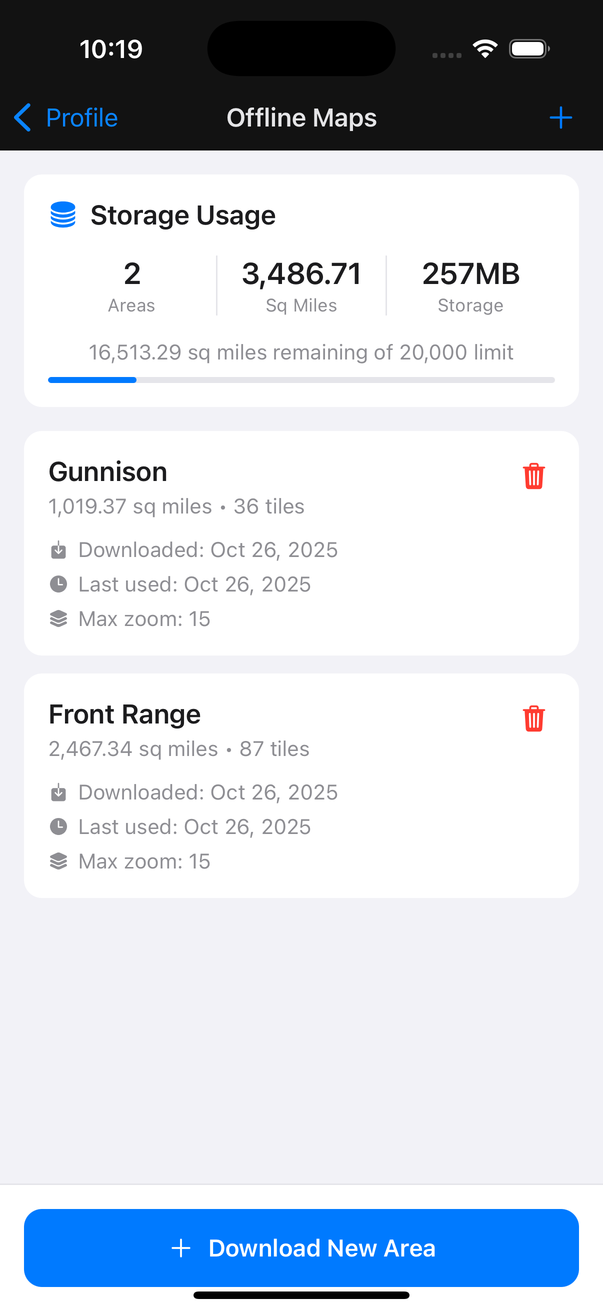Manage offline maps