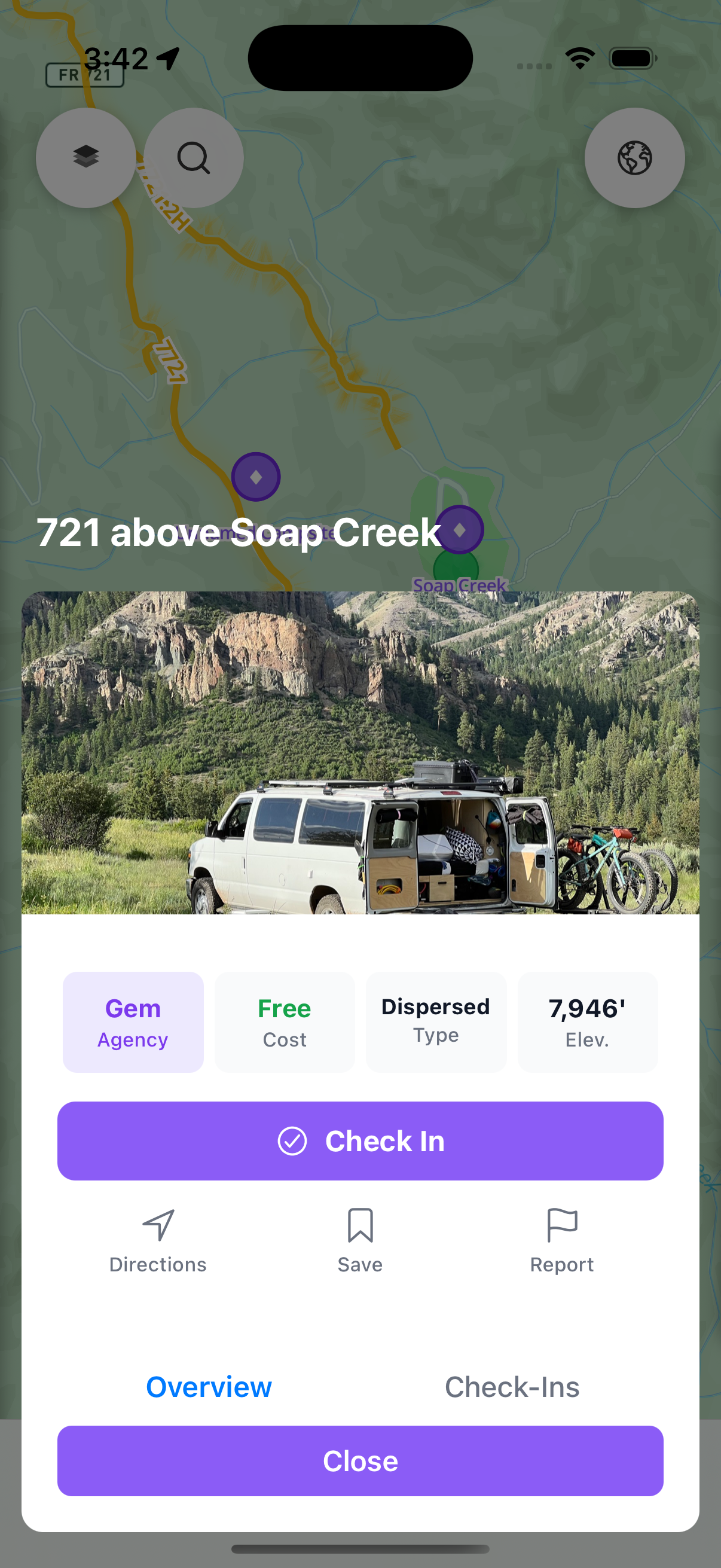 Campground with Weather & Check-ins