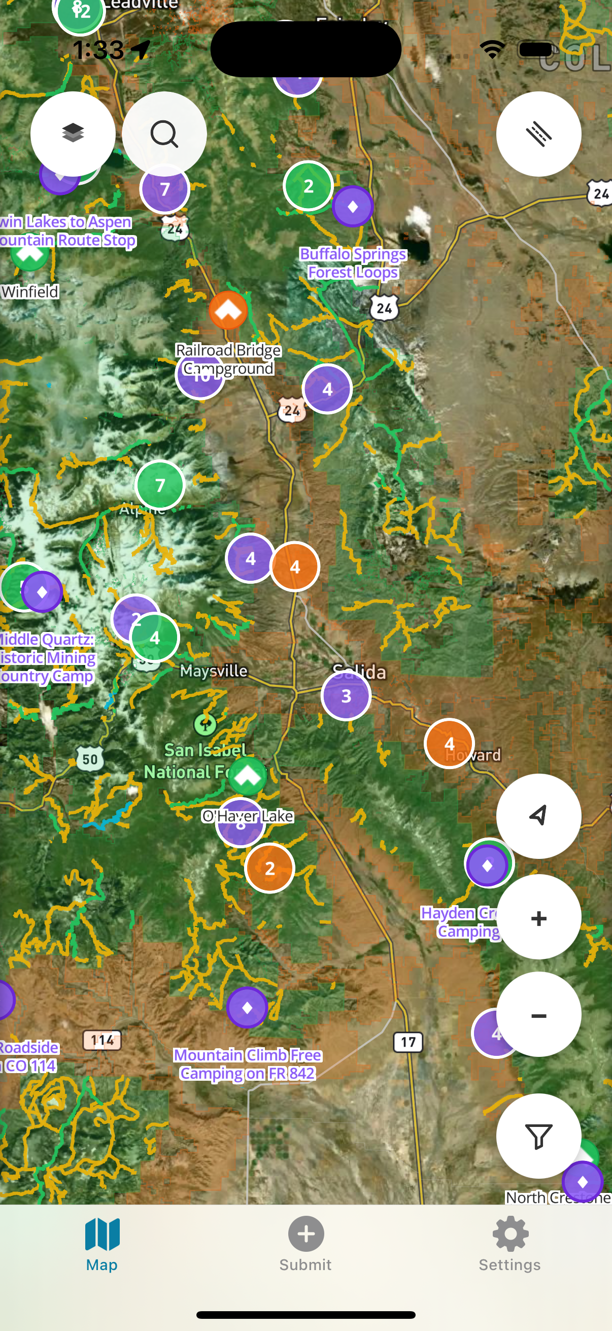 Interactive Map with Dispersed Roads